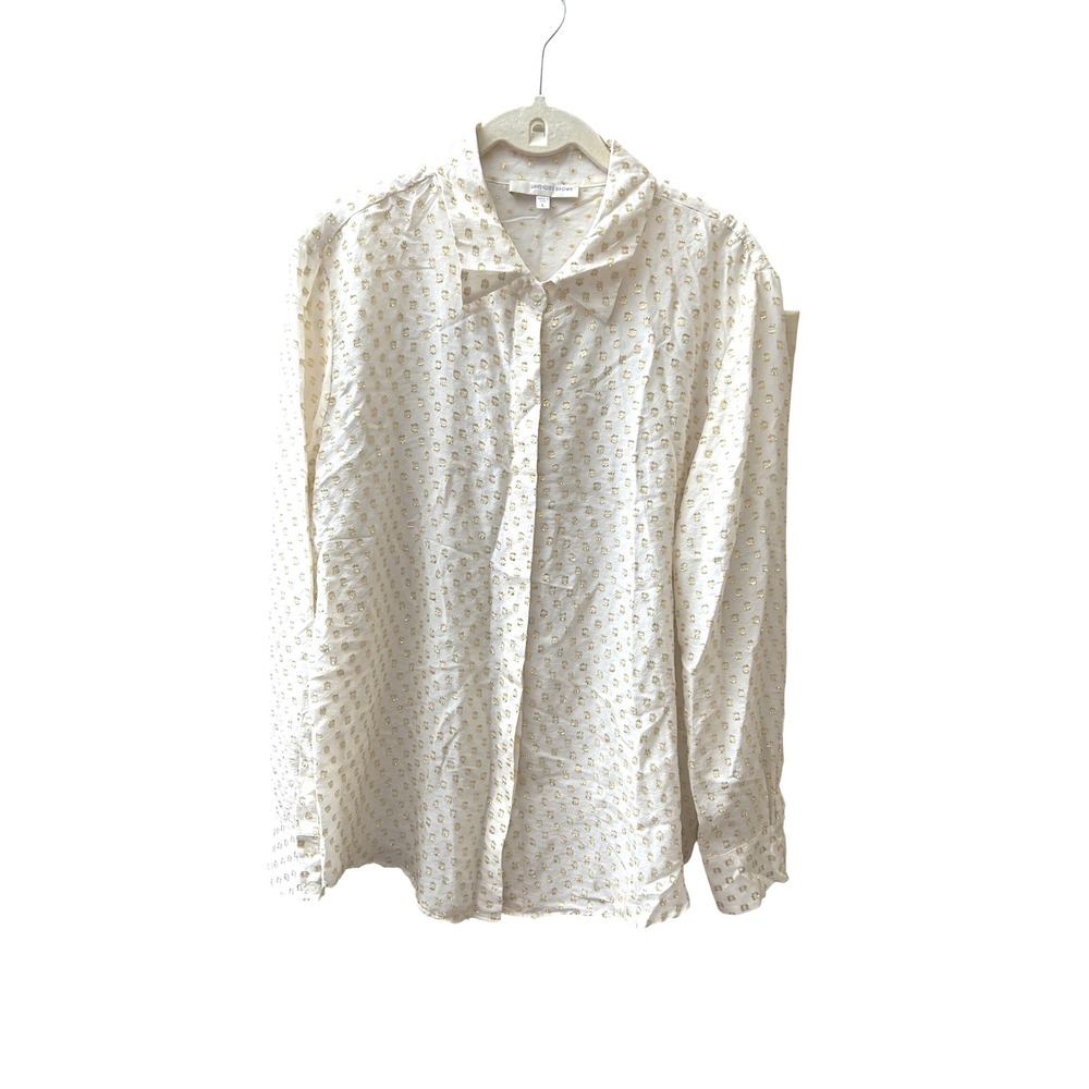 Lavender Brown Silk Blouse Gold Polka Dot Long Sleeve Made in‎ USA